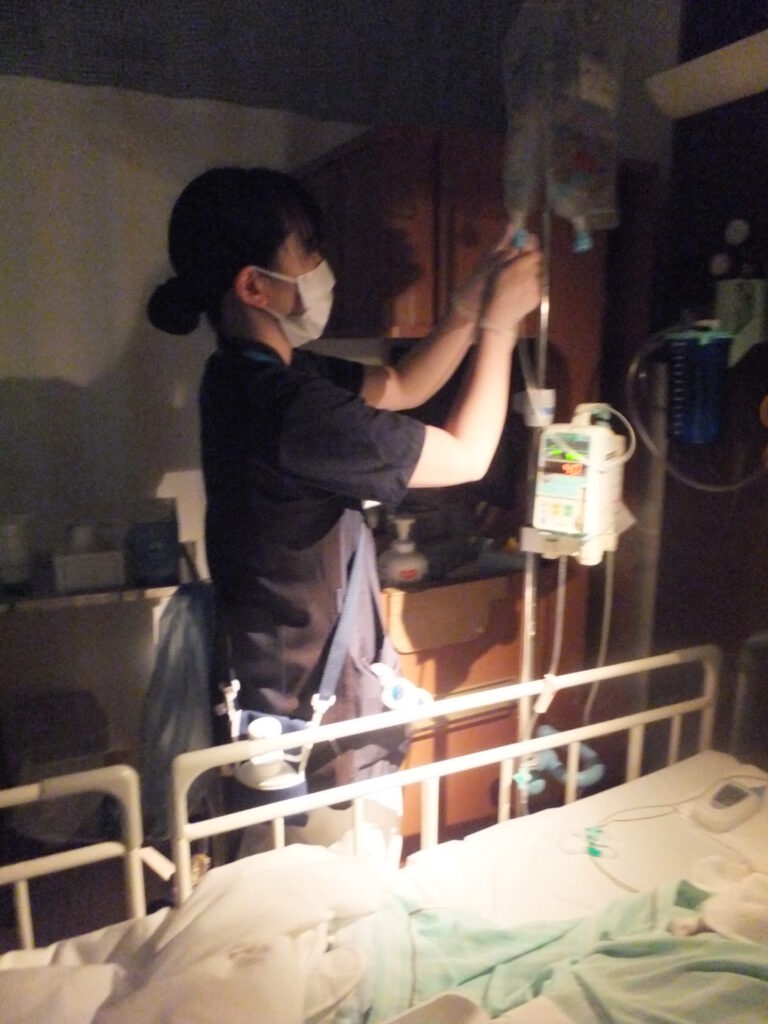0時からの点滴切替開始